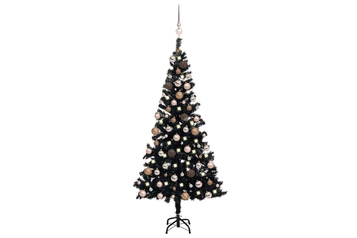 Vidaxl Artificial Pre-lit Christmas Tree With Ball Set Black 150cm Pvc