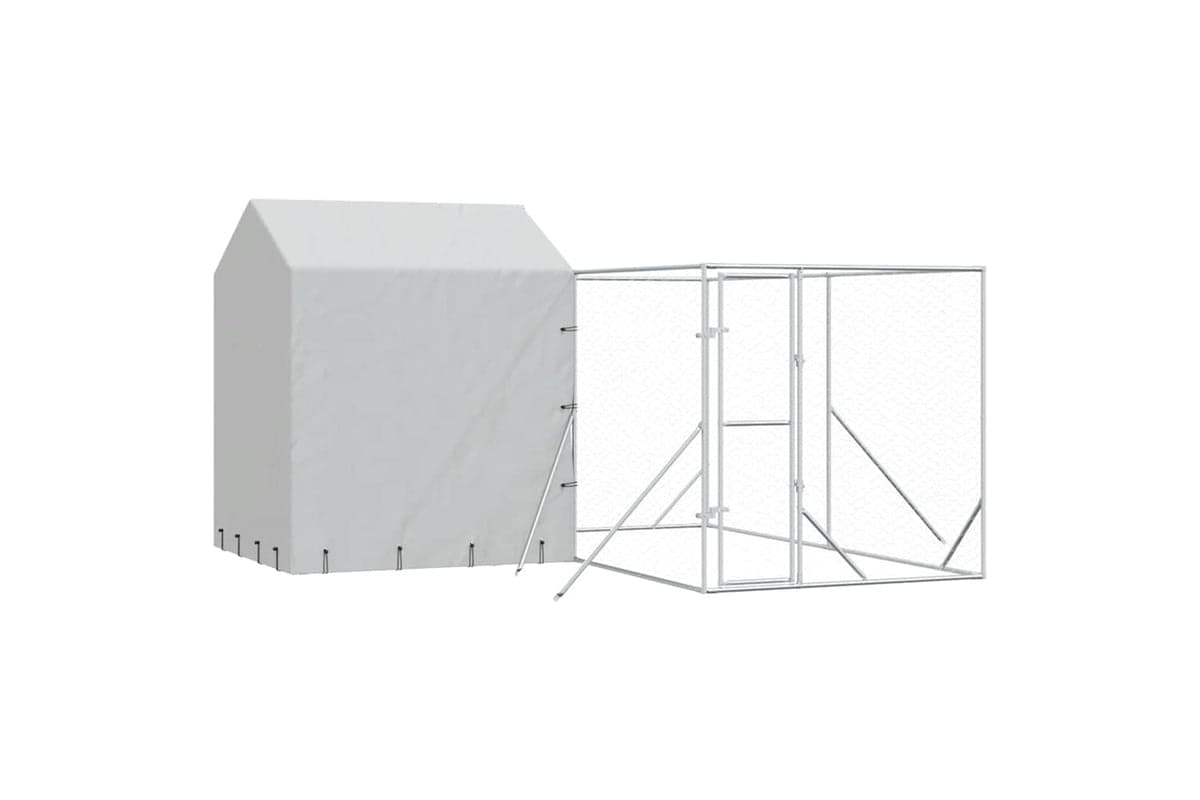 Vidaxl 3190478 Outdoor Dog Kennel With Roof Silver 4x4x2.5 M Galvanised Steel
