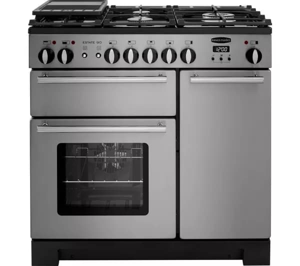 RANGEMASTER Estate 90 EST90DFFSS/C Dual Fuel Range Cooker - Stainless Steel & Chrome