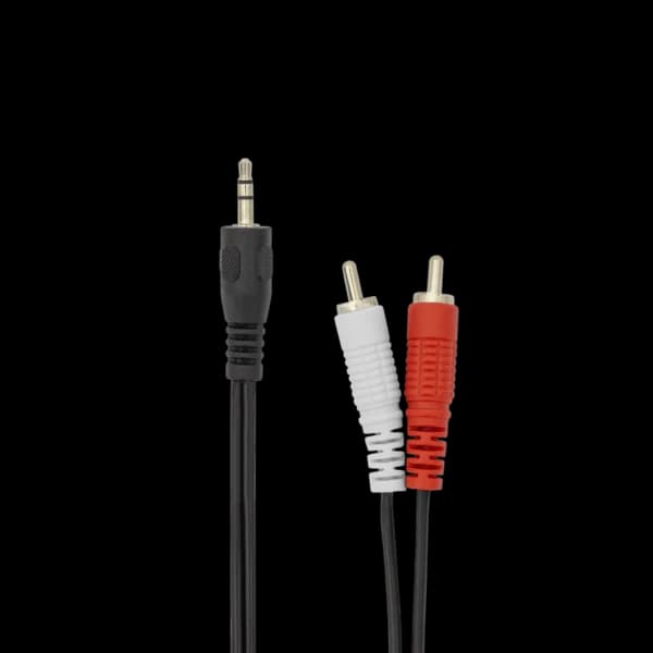 Sbox 2M 3.5MM Male To 2 x RCA Male Audio Cable - Black | 3.5-2RCA-M/M-2/R