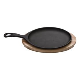 Cast Iron Oval Sizzler Plate 38.2cm & Wooden Base