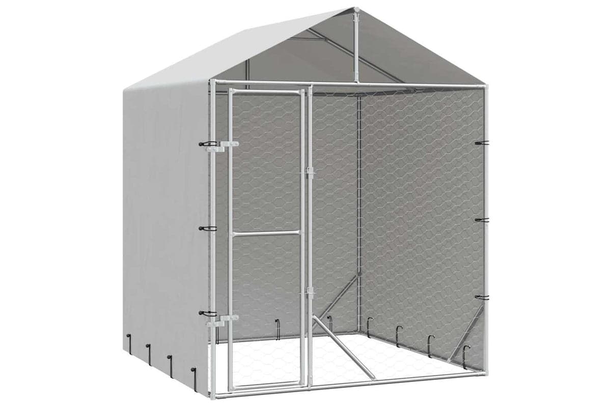 Vidaxl Outdoor Dog Kennel With Roof Silver 2x2x2.5 M Galvanised Steel