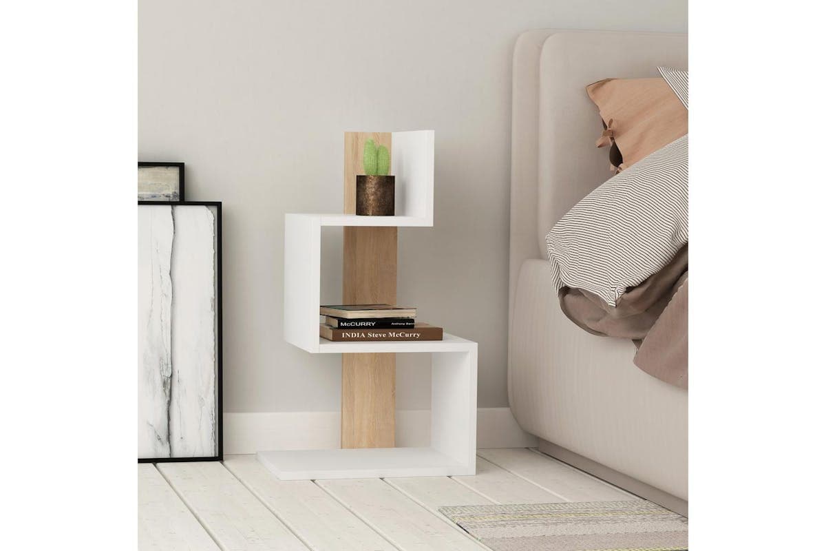 Decortie Rosie Modern Side Table | 3 Tier | White Oak | 72cm
