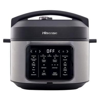 Hisense HMC6SBUK 6L 10-in-1 Digital Multicooker Pressure Cooker Slow Cooker & Rice Cooker - Stainless Steel & Black