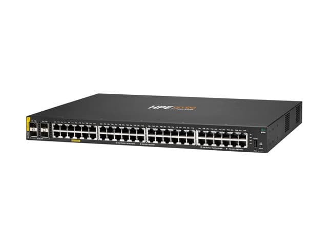 HPE - Aruba 6100 48G Class4 PoE 4SFP+ 370W Switch - Switch - Managed - 48 x 10/100/1000 (PoE+) + 4 x 1 Gigabit / 10 Gigabit SFP+ - side to side airflow - rack-mountable - PoE+ (370 W)