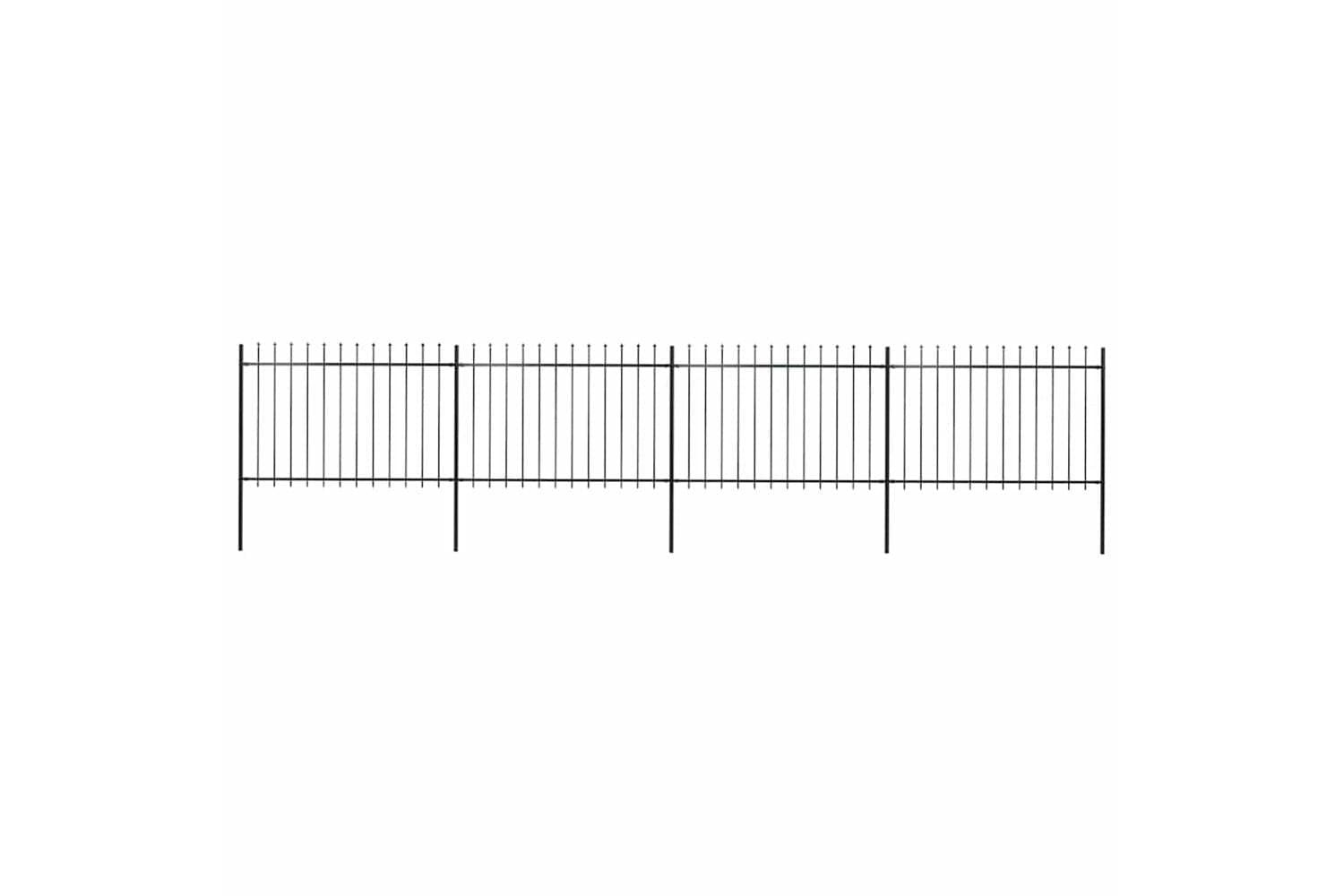Vidaxl 277623 Garden Fence With Spear Top Steel 6.8x1.2 M Black