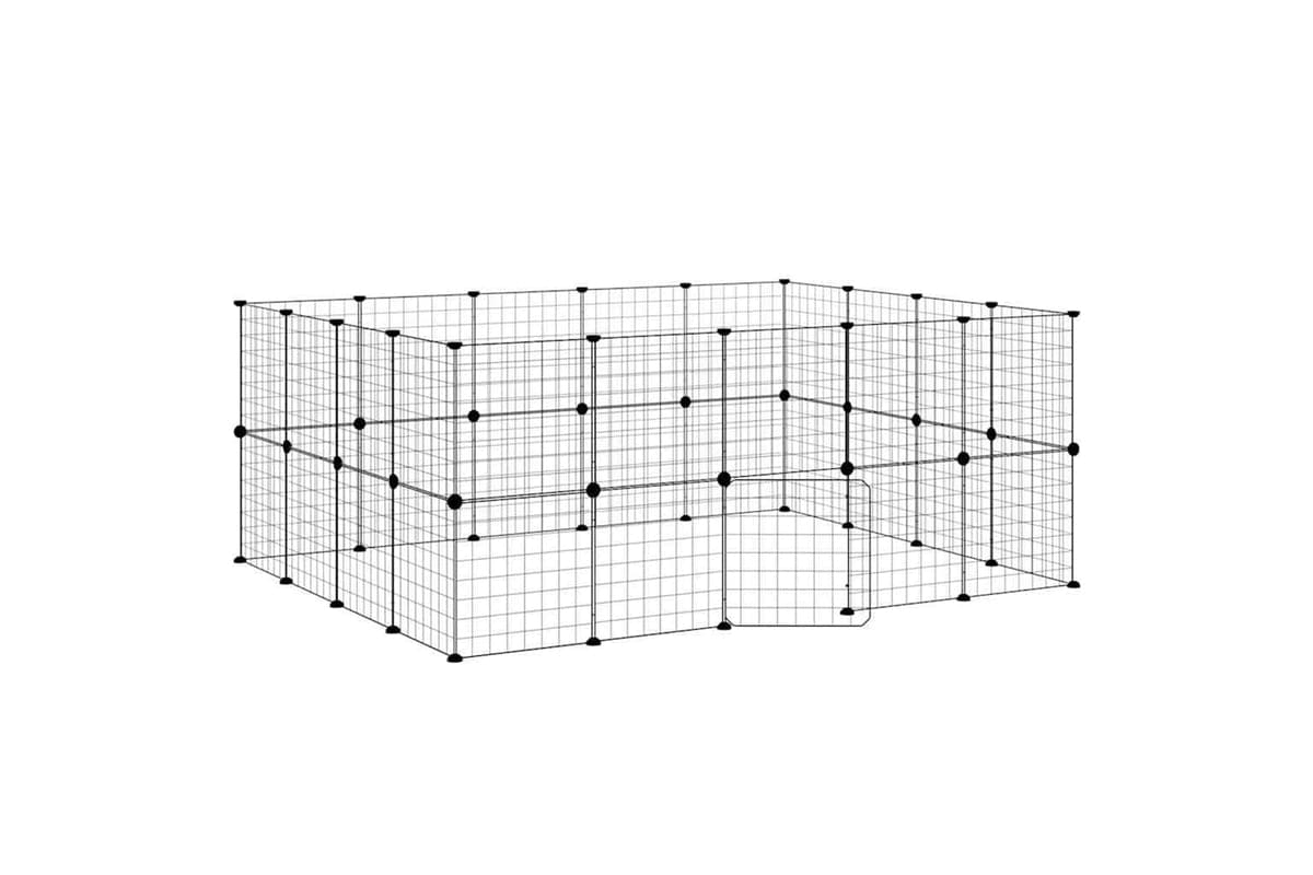 vidaXL 3114039 36-panel Pet Cage With Door Black 35x35cm Steel