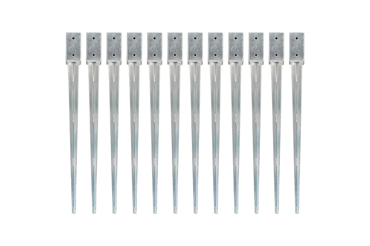 vidaXL 145406 Ground Spikes 12 Pcs Silver 7x7x90cm Galvanised Steel