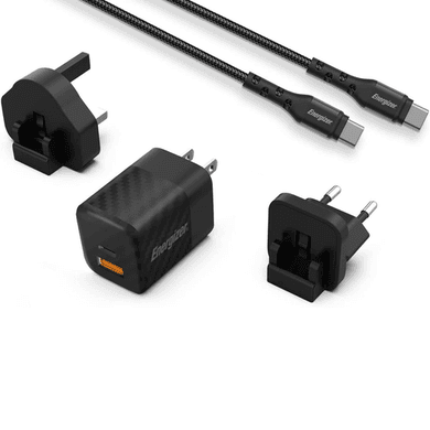 Energizer 38W 1x USB-A and 1x USB-C Wall Charger with USB-C Cable - Black