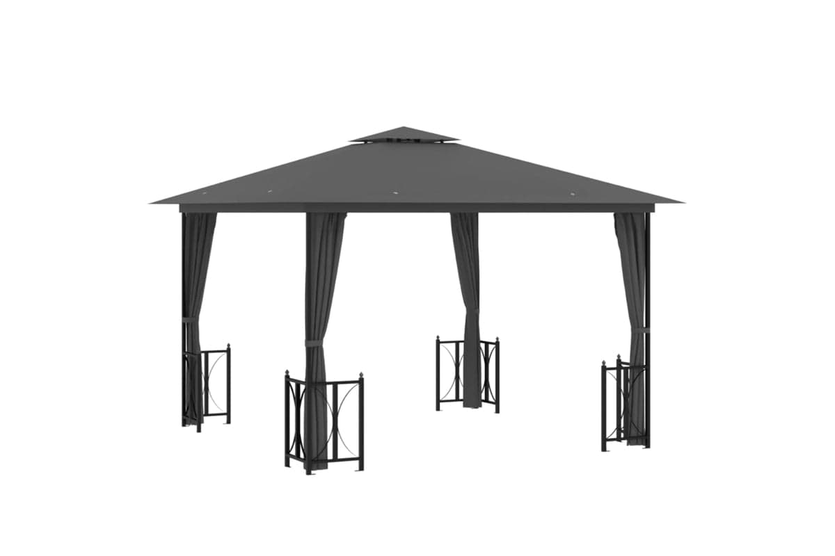 Vidaxl 318541 Gazebo With Sidewalls&double Roofs 3x3 M Anthracite
