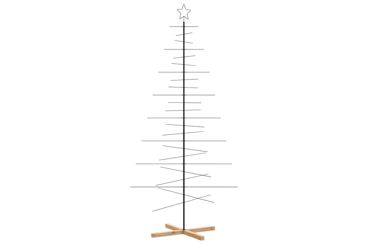 Vidaxl Metal Christmas Tree With Wooden Base Black 210 Cm