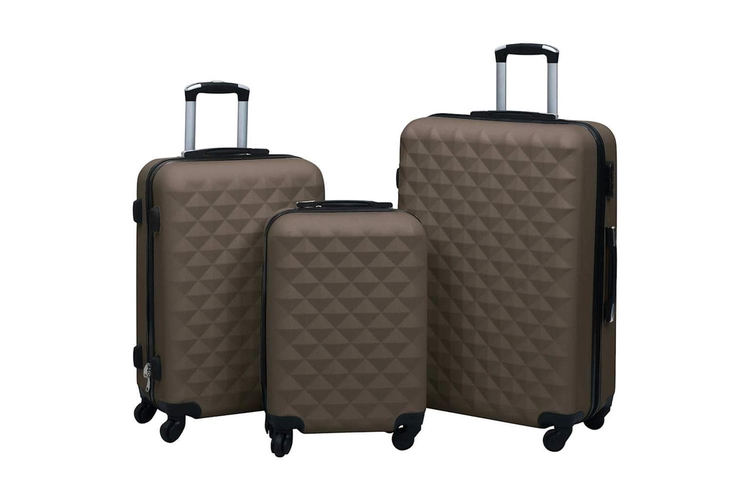 Vidaxl 92418 Hardcase Trolley Set 3 Pcs Brown Abs