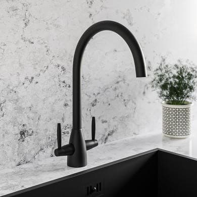 GRADE A1 - Matt Black Dual Lever Monobloc Kitchen Mixer Tap – Enza Tamara