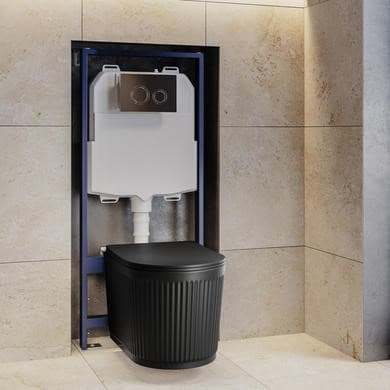 Oregon Matt Black Fluted Wall Hung Rimless Toilet
