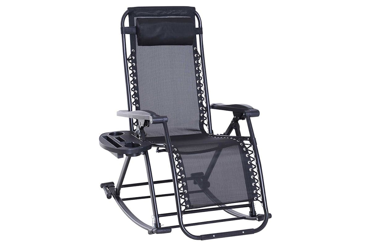 Outsunny Outdoor Folding Rocking Chair | Black