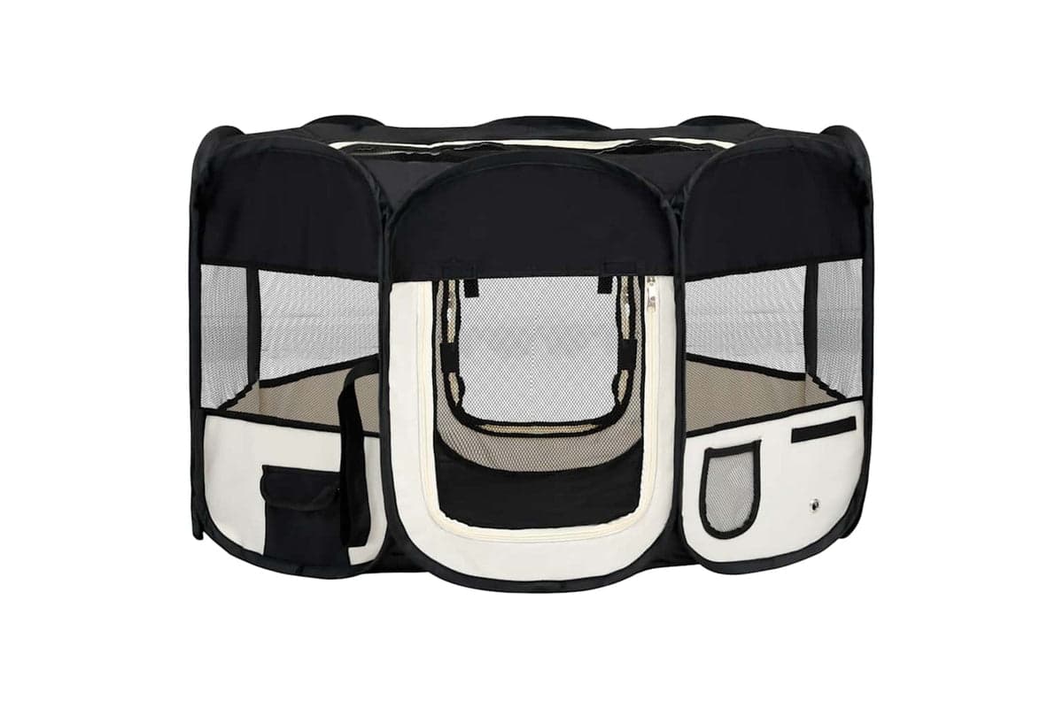 Vidaxl Foldable Dog Playpen With Carrying Bag Black 125x125x61 Cm