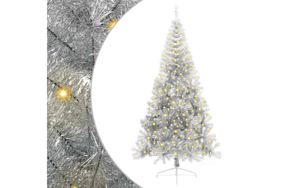 Vidaxl Artificial Pre-lit Christmas Tree Silver 240 Cm Pet