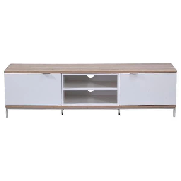 Alphason Chaplin Cabinet 1600mm, Up to 70" - Light Oak & White | ADCH1600-WHT