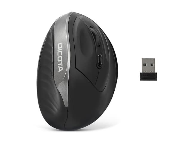 DICOTA - Relax - Mouse - ergonomic - right-handed - 5 buttons - wireless - USB wireless receiver - black