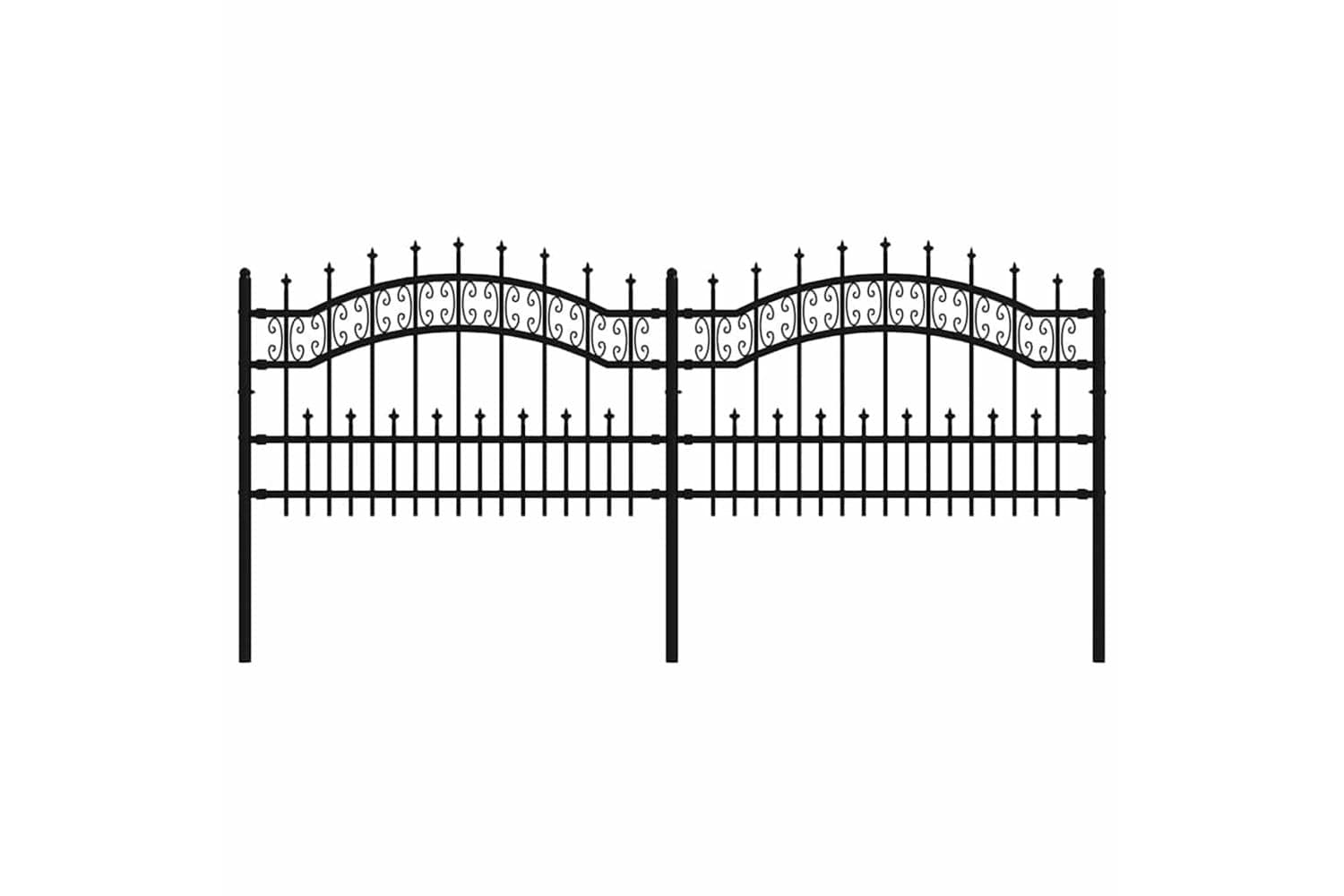 vidaXL 151084 Garden Fence With Spear Top Black 115cm Powder-coated Steel