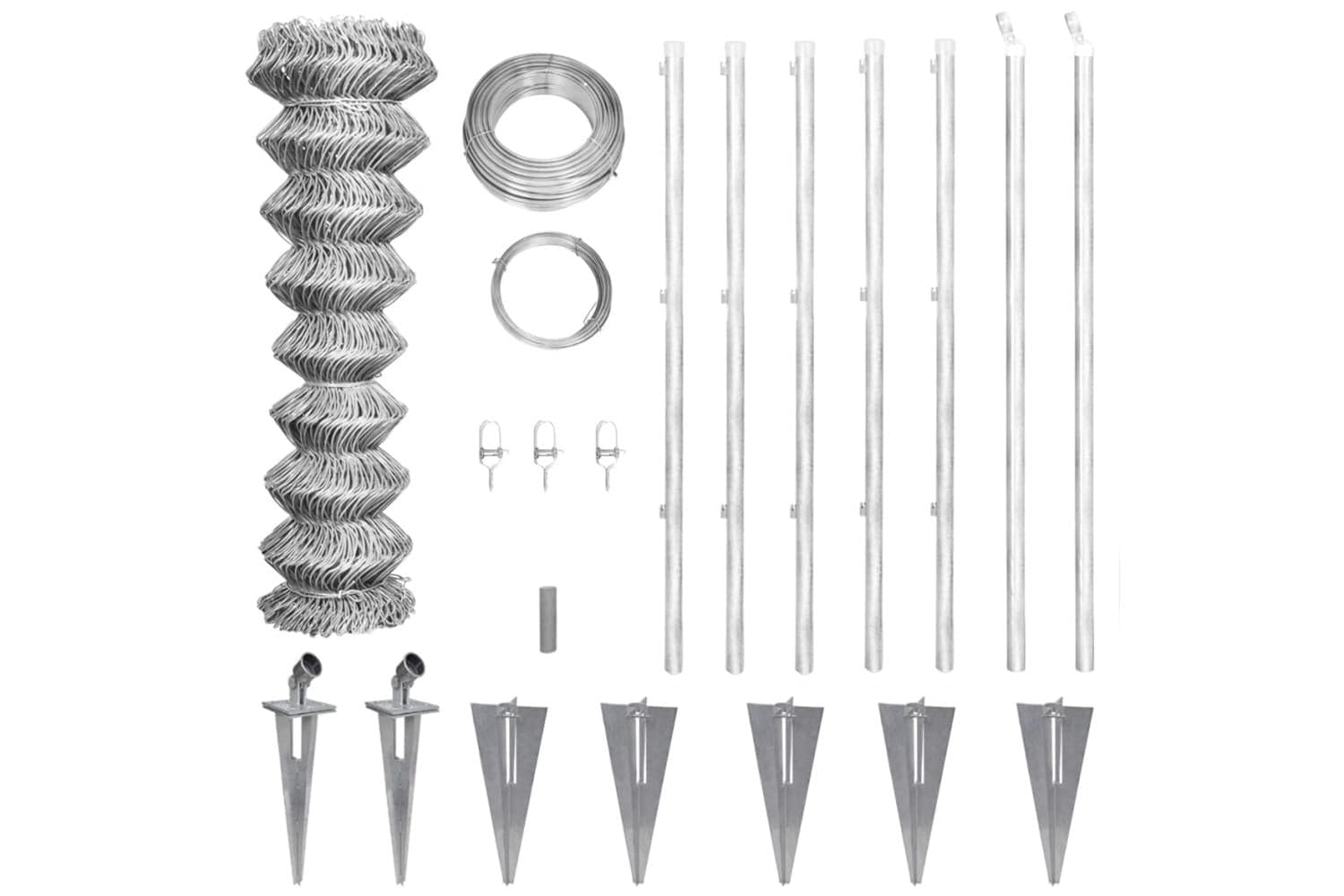 Vidaxl 141503 Chain Link Fence With Posts Spike Galvanised Steel 15x1 M