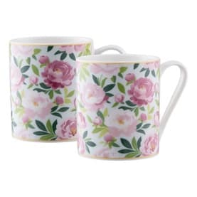 Pink Peony Set of Two Mugs