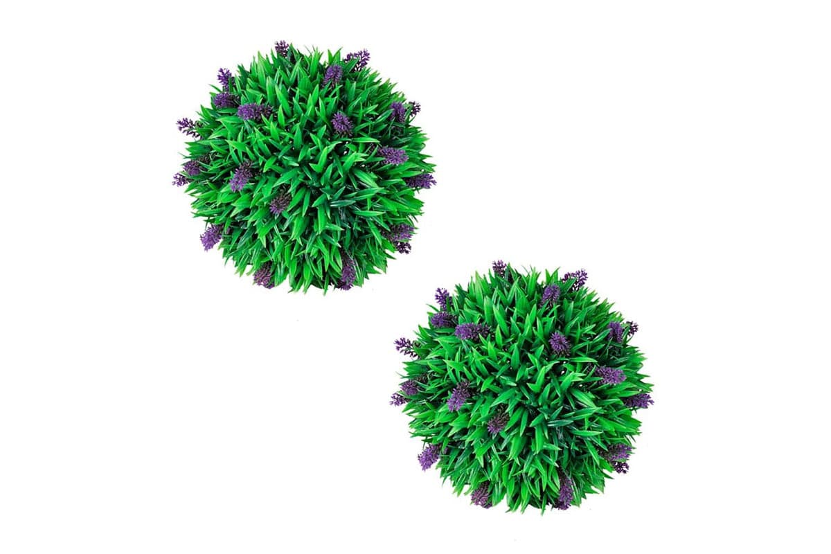 Set Of 2 Artificial Boxwood Ball With Lavender 30 Cm