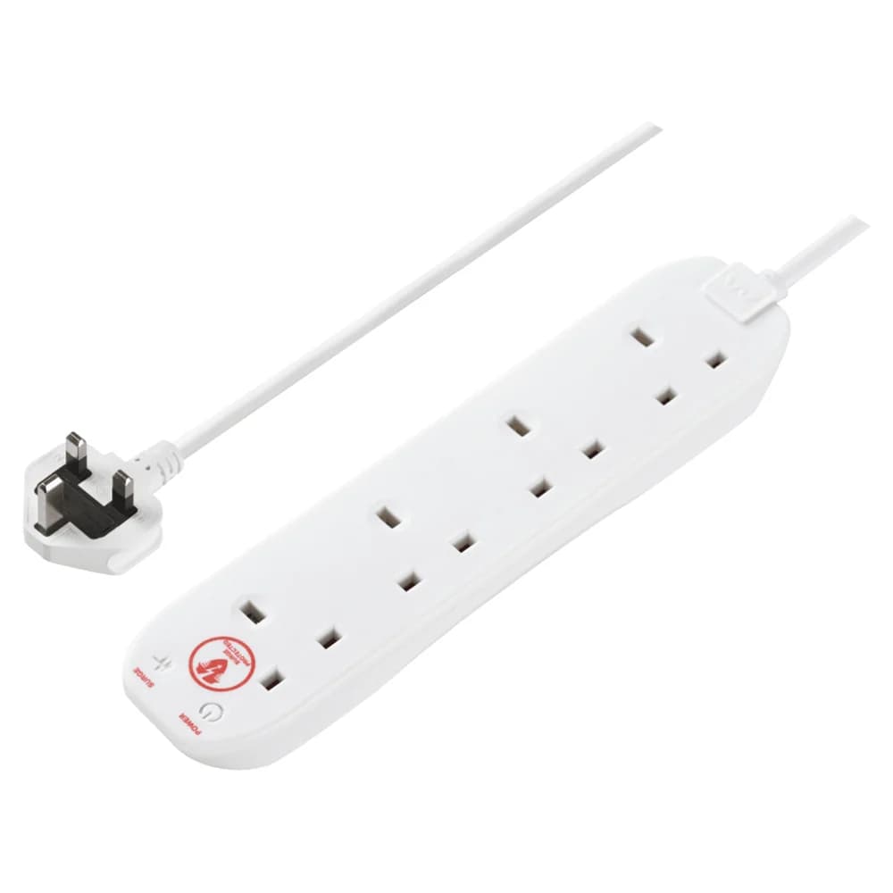 Masterplug 4 Socket Surge Protected Extension Lead - White | SRG44N-MP