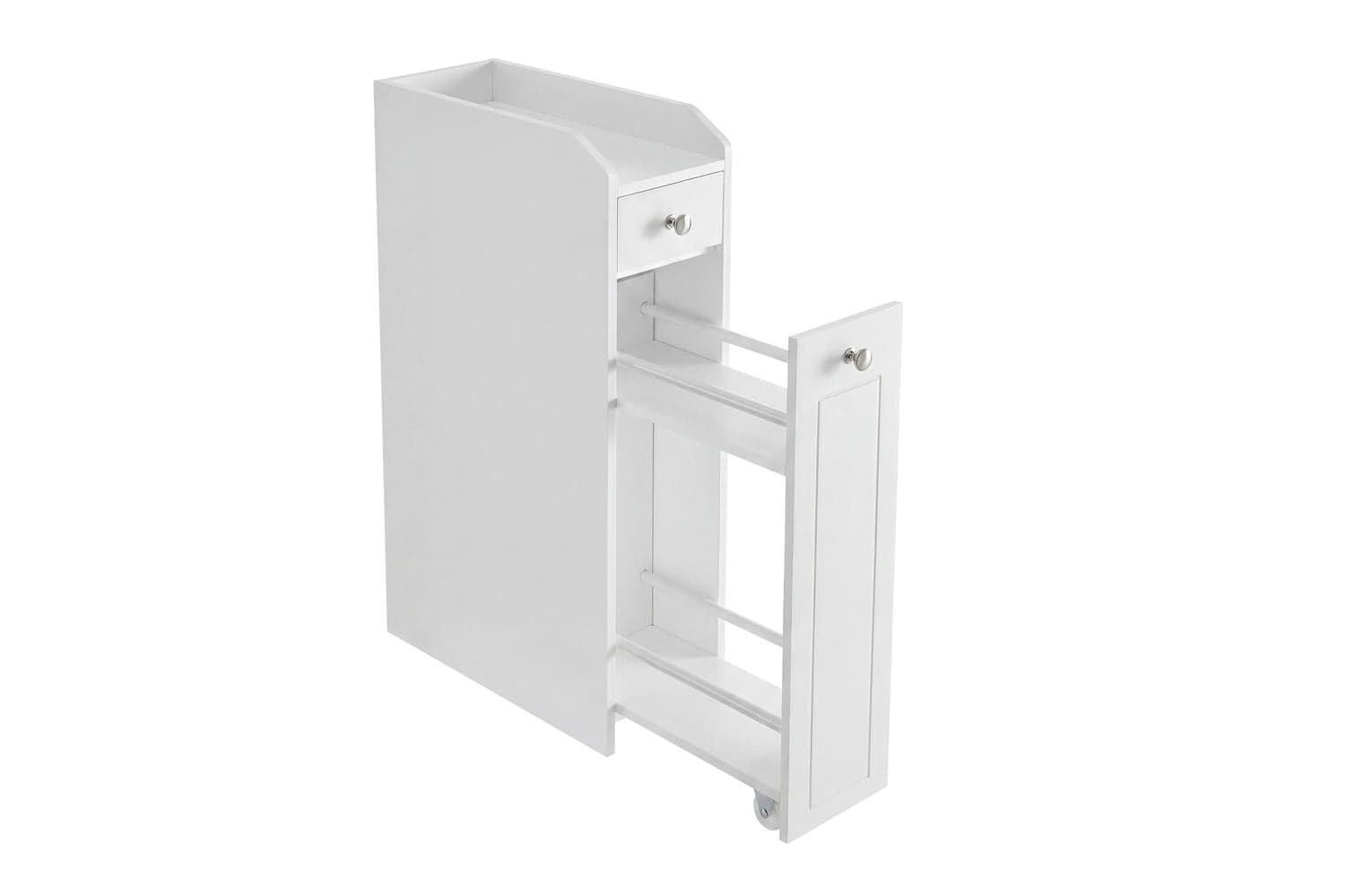 Vasagle Small Bathroom Cabinet | Slim Bathroom Storage Unit | White | 40 X 18 X 70 Cm