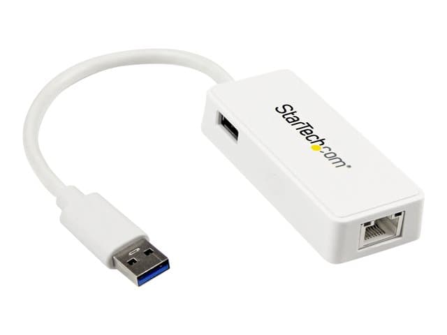 Startech USB 3.0 to Gigabit Ethernet Adapter NIC w/ USB Port (White)