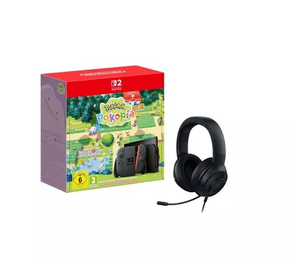 NINTENDO Switch 2 Pokemon Pokopia & Kraken X Lite 7.1 Gaming Headset Bundle
