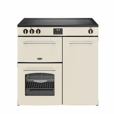 Refurbished Belling Farmhouse 90cm Electric Induction Touch Range Cooker - Cream