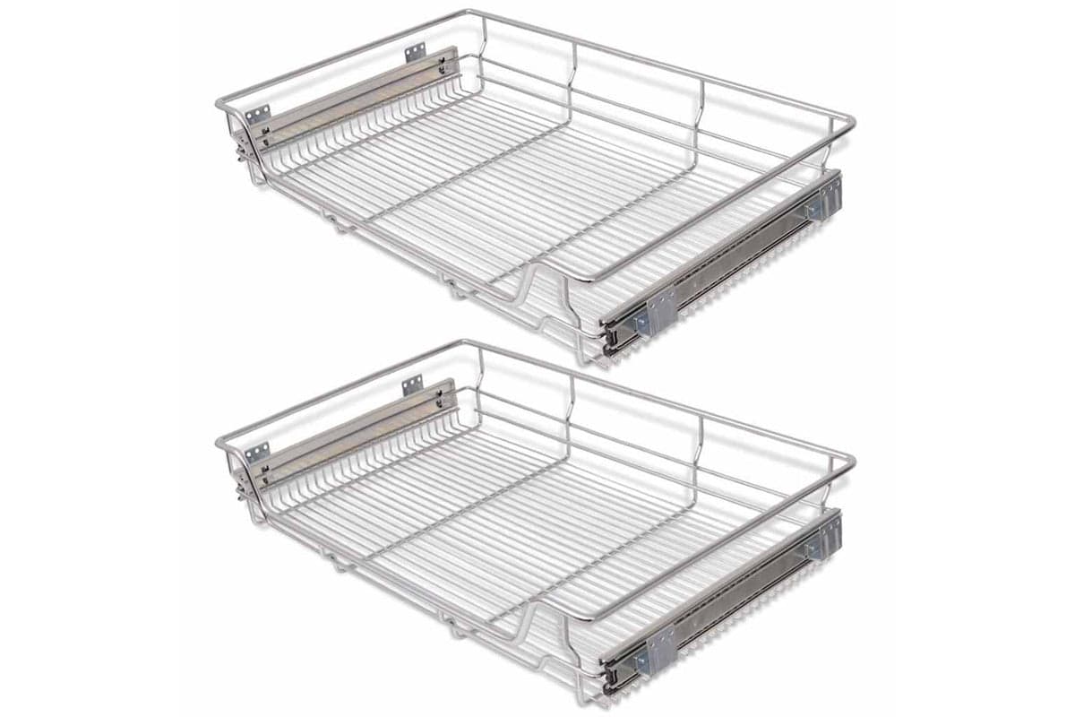 Vidaxl Pull-out Wire Baskets 2 Pcs Silver 800 Mm