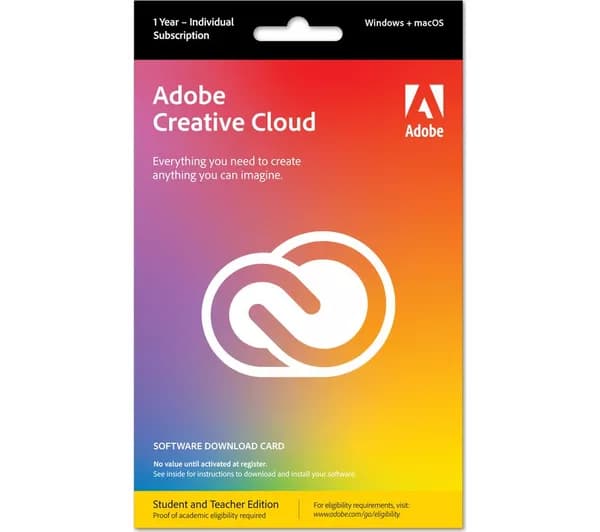 ADOBE Creative Cloud Pro - Student & Teacher Edition, 1 Year
