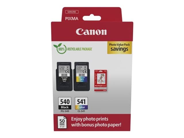 CANON - PG-540/CL-541 Photo Paper Value Pack - 2-pack - black, colour (cyan, magenta, yellow) - original - ink cartridge / paper kit