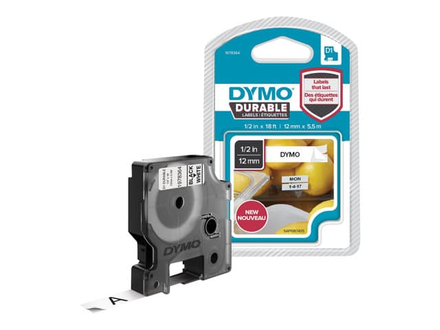 DYMO - D1 Durable - label tape - 1 cassette(s) - Roll (1.2 cm x 5.5 m)