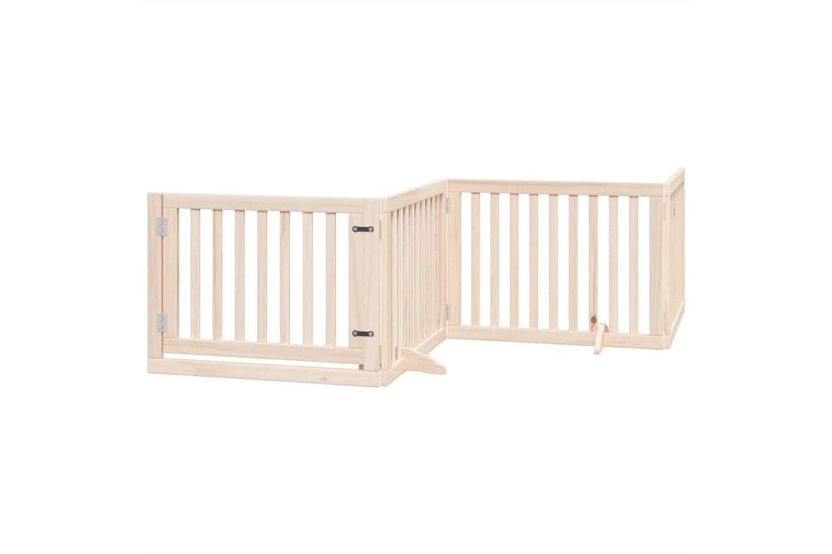 Vidaxl Dog Gate With Door Foldable 4 Panels 320 Cm Poplar Wood