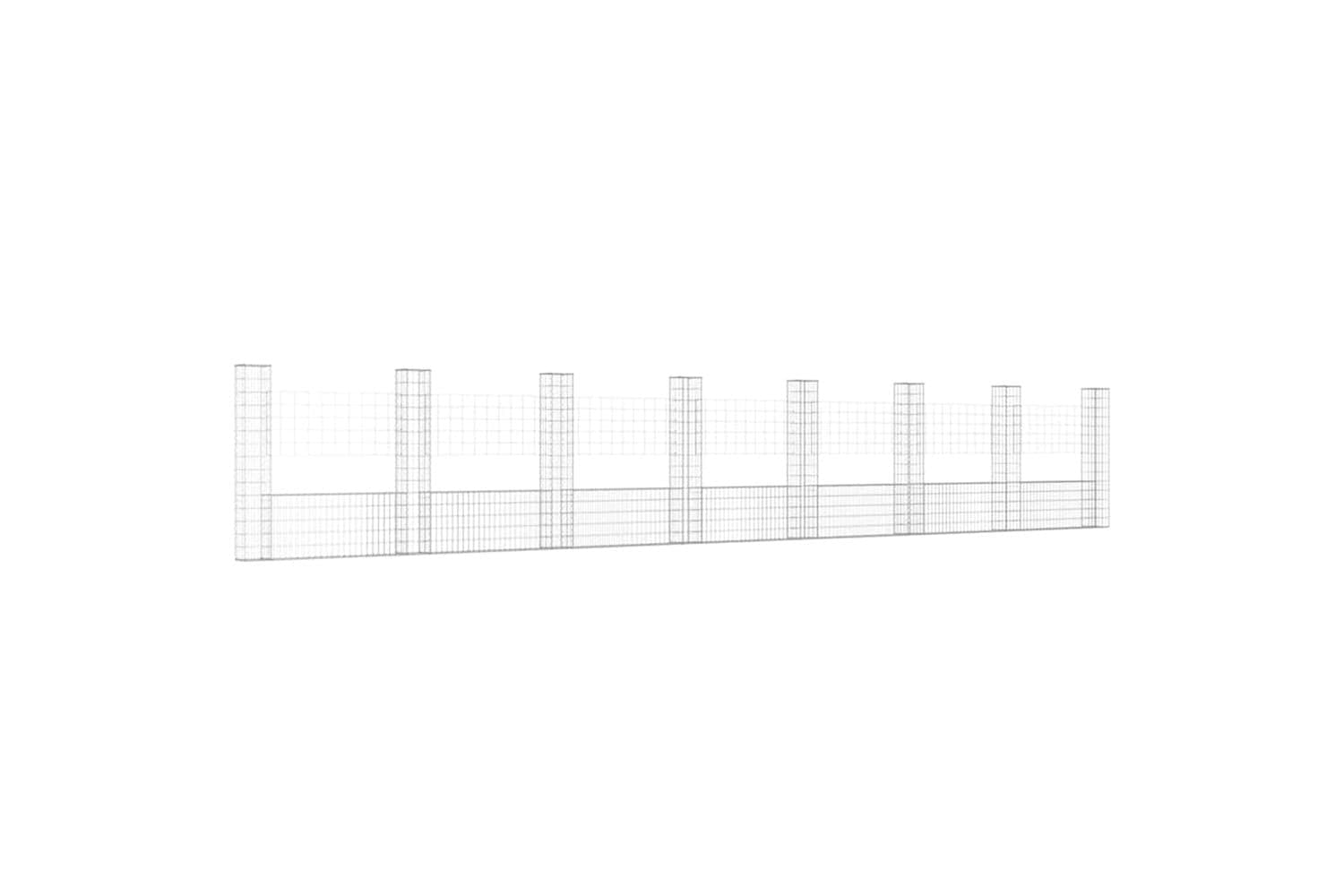 vidaXL 151288 U-shape Gabion Basket With 8 Posts Iron 860x20x150cm