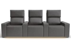 Stella Home Theater Seating | Power Recliner | Set of 3 | Gunmetal