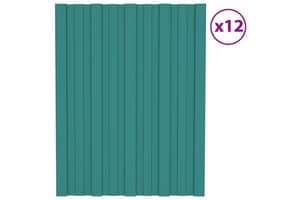 vidaXL 317187 Roof Panels 12 Pcs Galvanised Steel Green 60x45cm