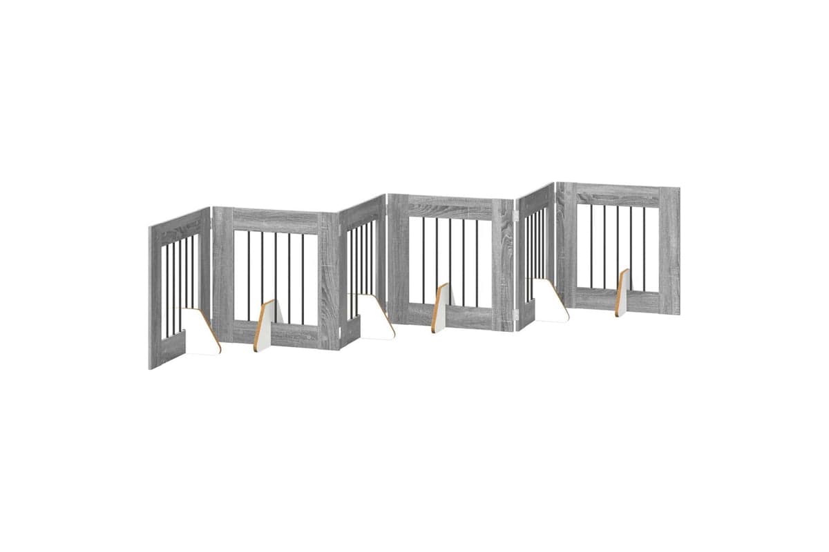 Vidaxl Foldable Dog Gate With Stands 6 Pcs Grey Sonoma 362 Cm