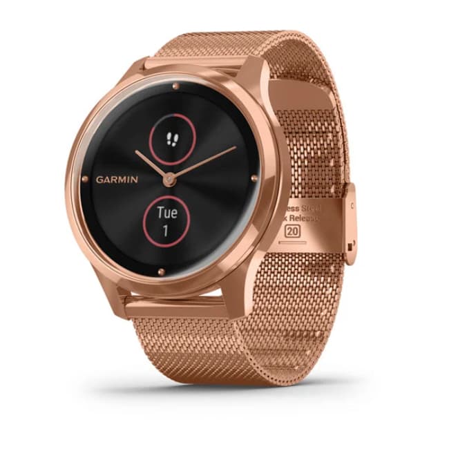 Garmin Vivomove Luxe Smartwatch Rose Gold Stainless Steel Case with Rose Gold Milanese Band | 49-GAR-010-02241-04