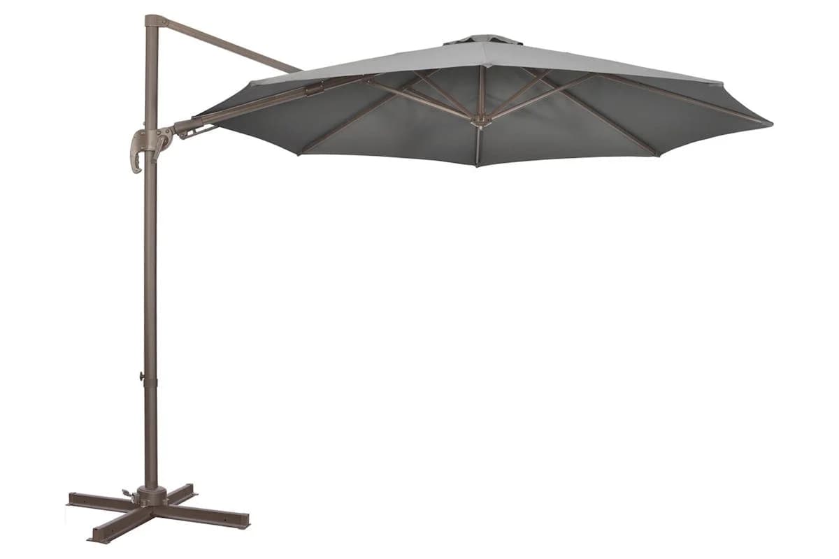 Outsunny 360° Rotation Roma Umbrella | Dark Grey/Dark Brown