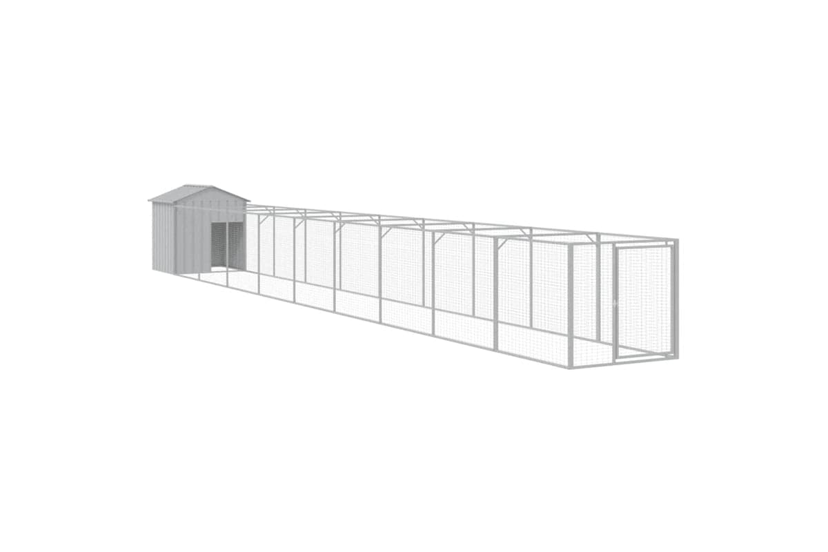 vidaXL 3189067 Dog House With Roof Light Grey 117x1017x123cm Galvanised Steel