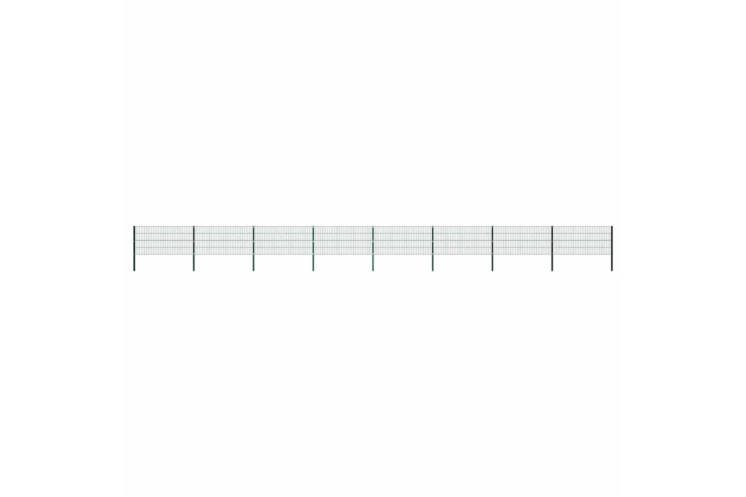 Vidaxl 278611 Fence Panel With Posts Iron 13.6x0.8 M Green