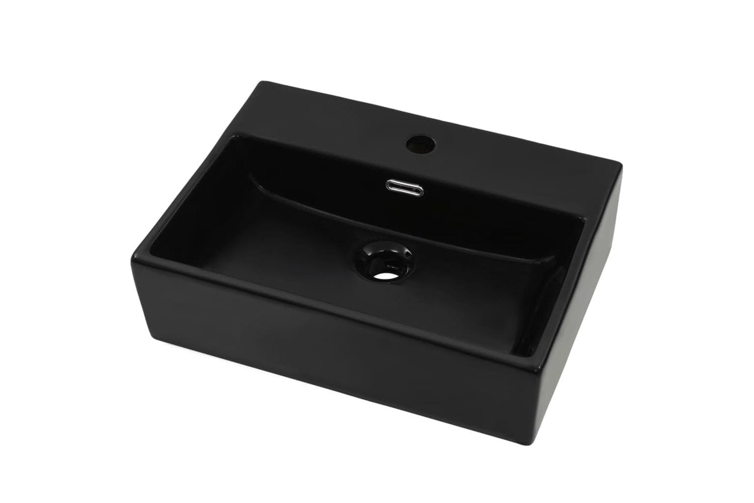 vidaXL 142741 Basin With Faucet Hole Ceramic Black 51.5x38.5x15cm