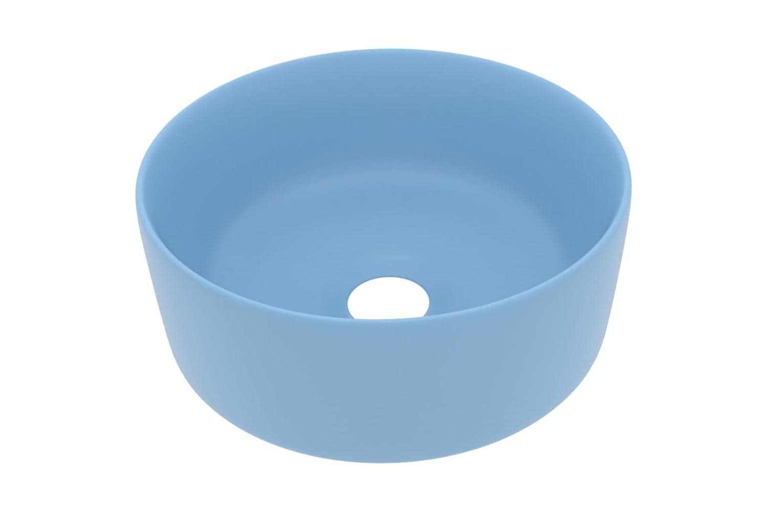 vidaXL 147011 Luxury Wash Basin Round Matt Light Blue 40x15cm Ceramic