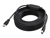 VISION - 15 m USB 3.0 cable - active booster half way along cable - nickle plated connectors - bandwidth 5 Gbps - USB A (m) to USB B (m) - diameter 5.5 mm - 28+24 awg - black