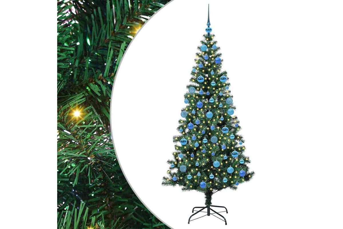 Vidaxl Artificial Pre-lit Christmas Tree Green 180 Cm Pvc And Metal