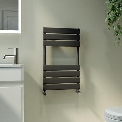 Riace Midnight Black Vertical Flat Towel Radiator